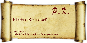 Plohn Kristóf névjegykártya